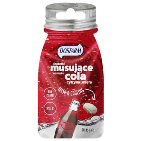 Drażetki musujące o smaku coli, cytryny i mięty Dosfarm, 15 g