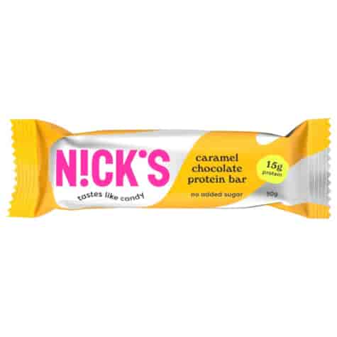 Baton proteinowy o smaku słonego karmelu w mlecznej czekoladzie Nick's, 50g