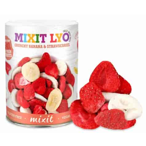Liofilizowane  Chrupiące owoce - banan, truskawka  Mixit, 80g