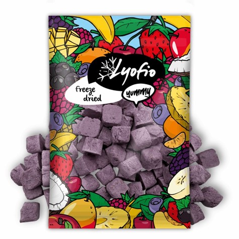 Liofilizowane kostki-mleko kokosowe z borówką, 100g